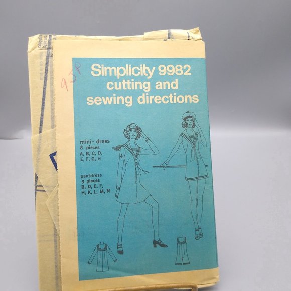 Vintage Sewing PATTERN Simplicity 9982, Misses 1972 Sailor Mini Dress, Pantdress - Picture 1 of 1
